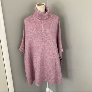 J. Crew relaxed turtleneck poncho alpaca wool marled pink purple size M / L
